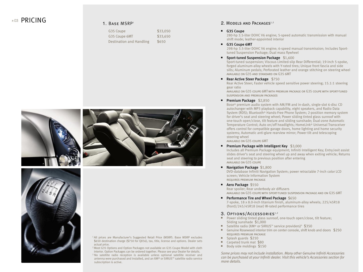 2006 Infiniti G Coupe Brochure Page 1